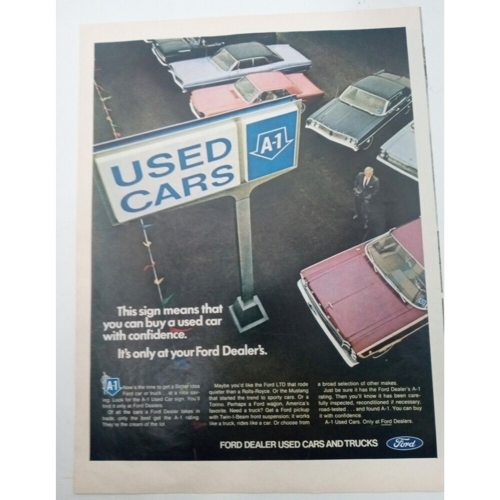 Vintage 1969 Ford Motors Advertising Print Ad Used Cars